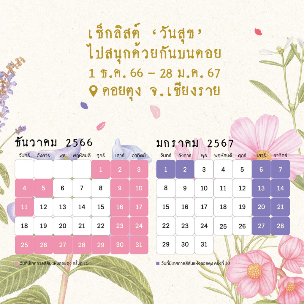 เช็กลิสต์ "วันสุข" ไปสนุกด้วยกันบนดอย 1 ธ.ค. 66 - 28 ม.ค. 67